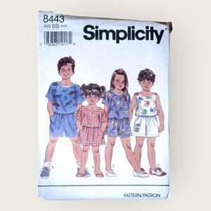 Vintage 1990s Simplicity Sewing Pattern 8443 Unisex Top Shorts Size 5-6X